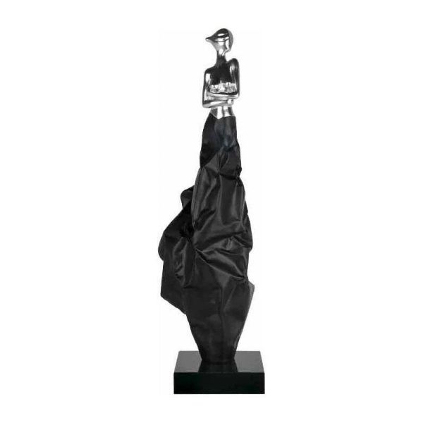 Picture of Sculpture 98c061 black dress, dimensions 24x24x88cm, polyresin, marble base, matt black and silver
