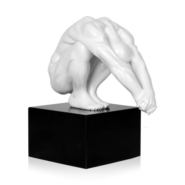 Picture of Sculpture 98c067 gymnastic man, dimensions 30x16x32cm, polyresin, marble base, white