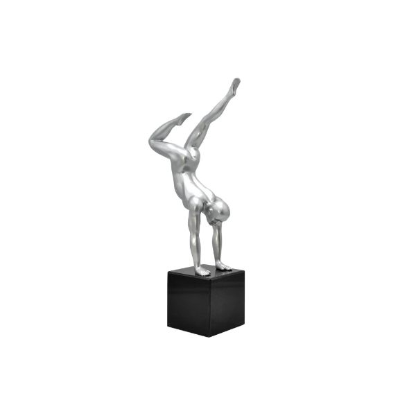 Picture of Sculpture 99c008 acrobatic man, dimensions 26x16x53cm, polyresin, marble base, silver