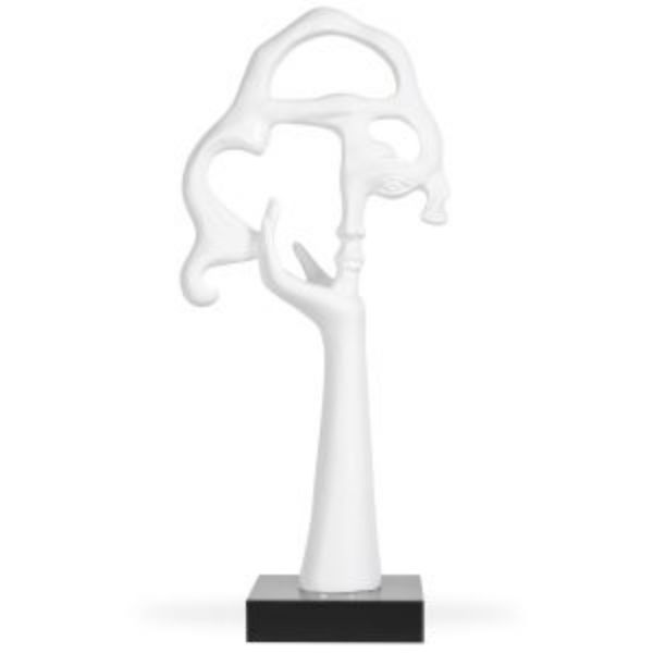 Picture of Sculpture 98c073 face, polyresin, stone base, white