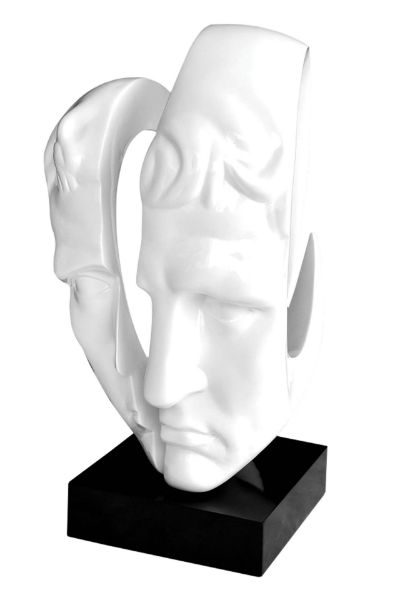 Picture of Sculpture 44c023 man, polyresin, stone base, white