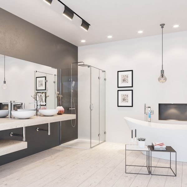 Picture of Shower enclusure ares - 150yp, transparent glass, black profile, 90x90x200