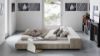 Picture of Bed ls1kanosp46 squaring, bonaldo, dimensions 205x194cm,  anthracite feet, upholstered fabric sp46 cat special
