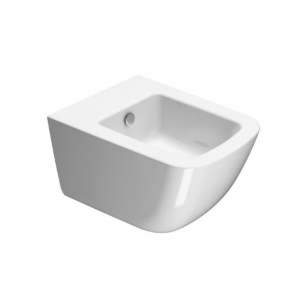 Picture of Wall-hung bidet 9065 sand, gsi, 1 tap hole, 55x37, with concealed rapid-fixture system fisr2 for wc and bidet, bianco lucido