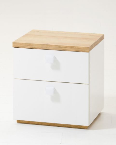 Picture of Nightstand globo, 45x48x40, riviera oak/high glossy white