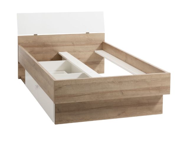 Picture of Bed globo, 120x200, riviera oak/high glossy white