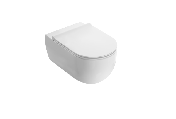 Picture of Wall-hung wc mes02bi mode, globo, 53cm, no rim, fixing kit, space-saving, glossy white