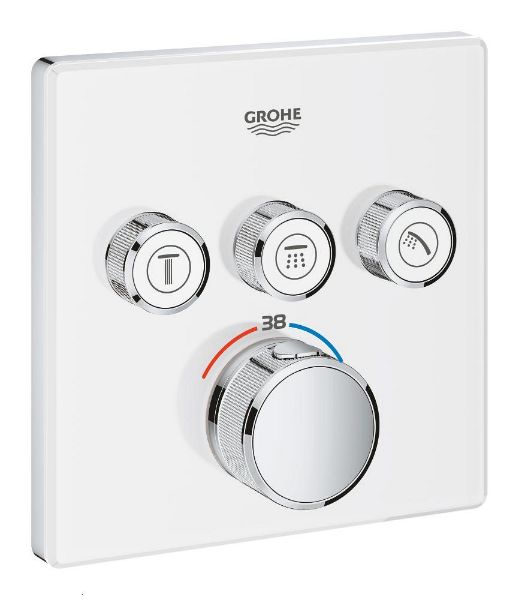 Picture of Thermostat for concealed installation 29157ls0 grt smartcontrol, grohe,  with 3 valves, square,  moon white