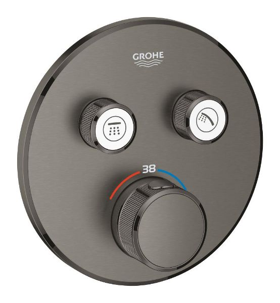 Picture of Thermostat for concealed installation 29119al0 grt smartcontrol, grohe, with 2 valves, round, brushed hard graphite