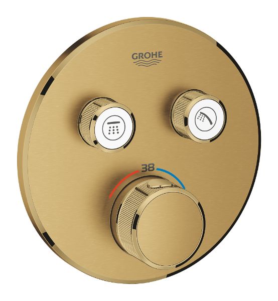Picture of Thermostat for concealed installation 29119gn0 grt smartcontrol, grohe, with 2 valves, round escutcheon, brushed cool sunrise