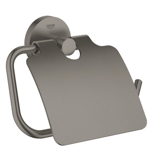 Picture of Toilet paper holder 40367al1 essentials, grohe, with cover, wall mounted, brushed hard graphite