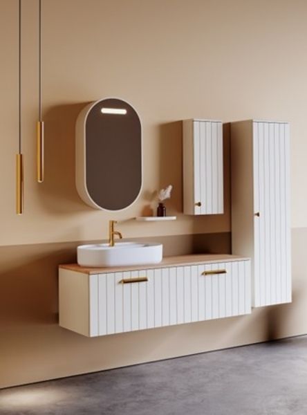 Picture of Vanity unit rinato, isvea, 120cm, lacquered cream dx, furniture 21rn1712121i, mirror 29pn4012040i, cabinet 21rn6112025i, washbasin 10nf65060