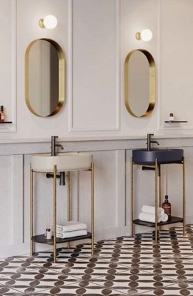 Picture of Vanity unit puno, isvea, 60cm, taupe brushed brass, furniture 29pn1007060i, mirror 29pn4007040i, washbasin 10nf65060