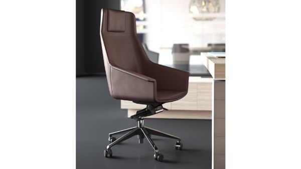 Picture of Executive chair art.035gol jera 24, las, upholstery eco leather brown 509, gol base aluminium, with headres, 135034509 cat.b
