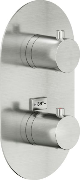 Picture of Flush fit thermostatic mixer we00102/tix, nobili, oval, vertical or horizontal assembly, 38° c safety cut-out, inox