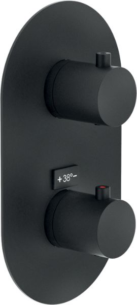 Picture of Flush fit thermostatic mixer we00102/tbm, nobili, oval, wall mounted, vertical or horizontal assembly, velvet black