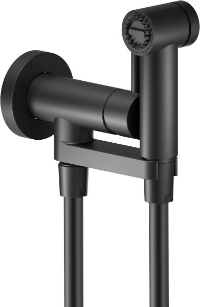 Picture of Shut off hand shower av00600bm, nobili, fixed hand shower support, round escutcheon, 100cm hose, velvet black