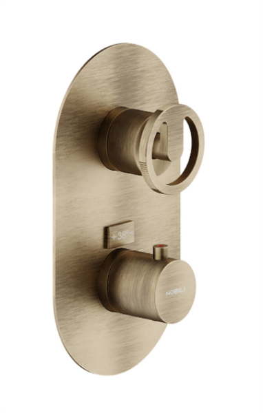 Picture of Flush fit thermostatic mixer so130101sb sole, nobili, oval, vertical and horizontal assembly, caffe spazzolato