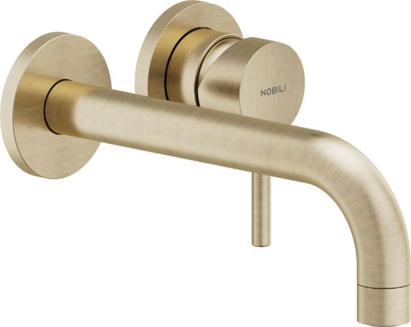 Picture of Single lever basin mixer lv00199/1cgp live, nobili, wall mounted, 200mm, miele spazzolato pvd