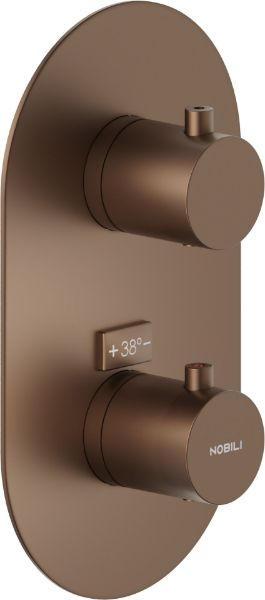 Picture of Flush fit thermostatic mixer we00102/tta nobili, oval, wall mounted, vertical or horizontal assembly, tabacco