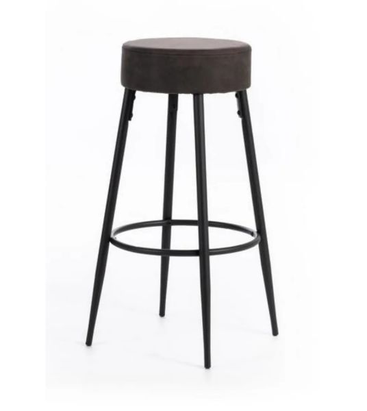 Picture of Stool om/392/gs greg, stones, dimensions 36x36x77.5cm, metal black structure, dark gray microfiber seat