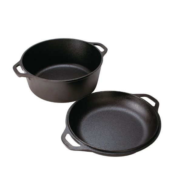 Picture of Lodge 5 quart cast dutch oven, iron, red, 4.7 liters