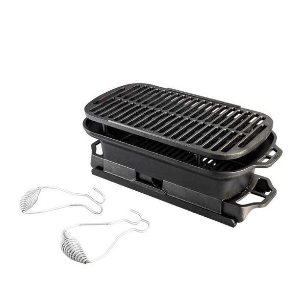 Picture of Lodge cast iron sportsman’s pro grill, charcoal, black, 19.38×9.69×7.56