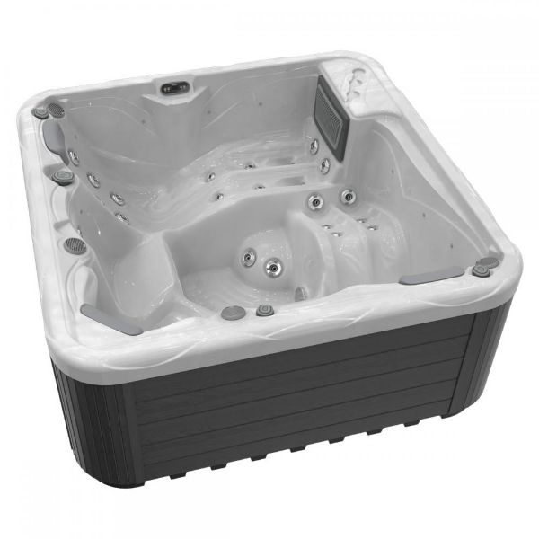 Picture of Hot tub wm00569 pluto p&p, wellis, 200x200x89cm, 956l, 16 led lights, 42 jets, sound system, 5 people, with wt00165-100 thermo cover, ice white