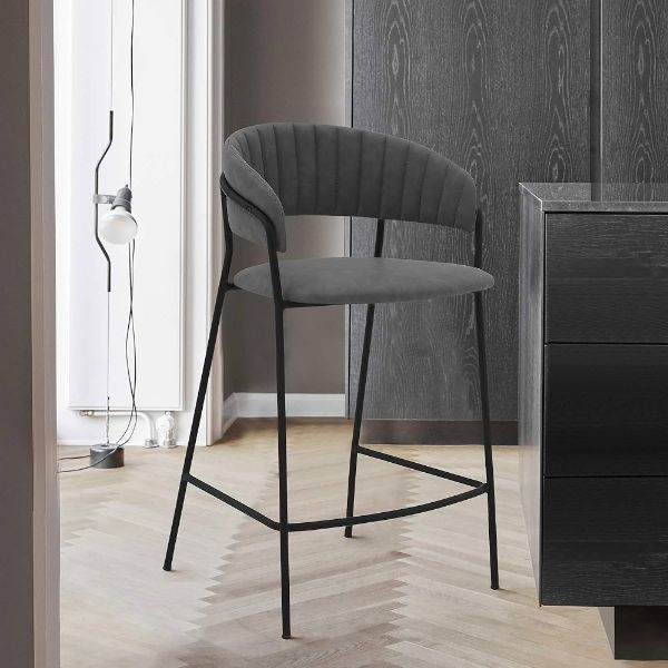 Picture of Stool by-25 toro, metalic structure, velvet 18 upholstery, grey