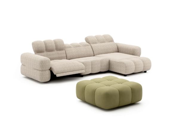 Picture of Sofa corner 382e roadster, chateau, dimensions 336x176cm, in right, fab. x1901 cat design upholstery, leather 4503 cat.6