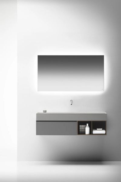 Picture of Cabinet #ye dx quattro zero, falper, rectangular, 120x45 h25, matt grey,  exlusive rovere