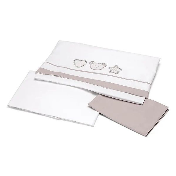 Picture of Crib sheet set 0658birillo birillo, pali, dimenions 125x65cm, duvet, pillowcase, cot protector, cotton, white-grey
