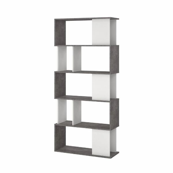 Picture of Bookcase 71735gx49 maze, tvilum, dimensions 175x80x29cm, oxided concrete/white