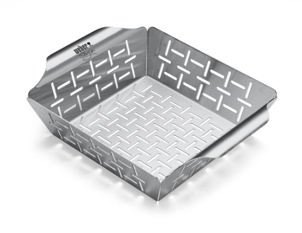 Picture of Weber deluxe grilling basket, stainless steel, large, 13.8×11.8×2.5 in