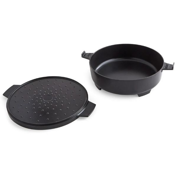 Picture of Weber 8857 bbq 2-in-1 dutch oven, porcelain cast iron, black, ‎44.8 x 42.5 x 17 cm