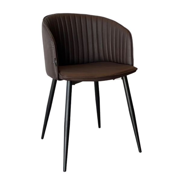 Picture of Chair dc409 dl027-19 mirto, black metalic structure, leather upholstery, deep brown