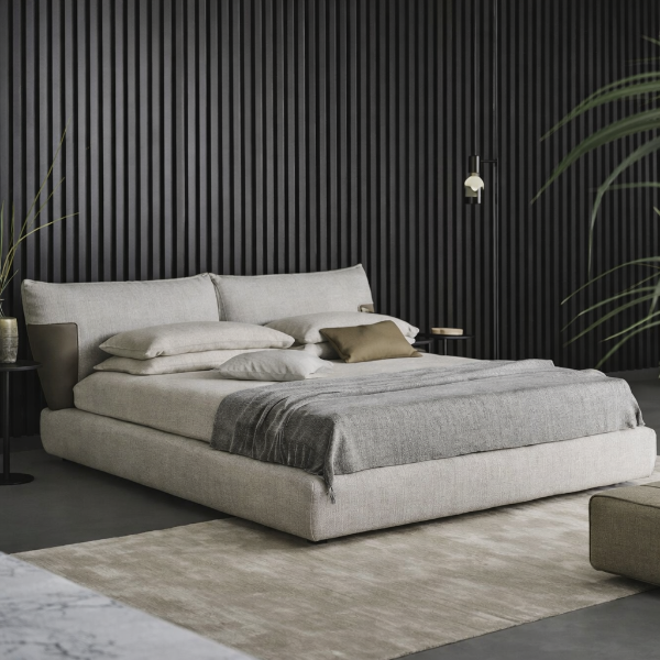 Picture of Bed plus-180 blend, bonaldo, dimensions 200x180cm, metal frame,zrm8 sole bed base, uholstered fabric f22 9b50, anthracite supreme feet 