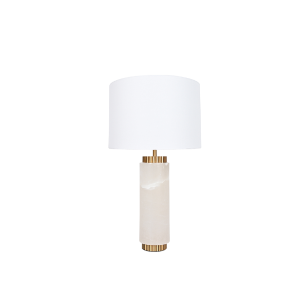 Picture of Table lamp, alabaster+steel fabric shade, size:φ38*h66cm