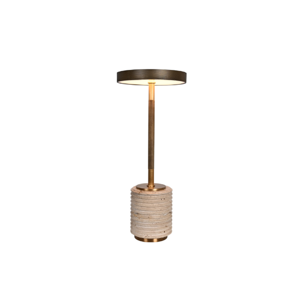 Picture of Table lamp, minimalist, steel+travertine+aluminium finish, ab-r(s-014) light source:led 3000k 12w, φ18*h43cm