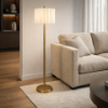 Picture of Floor lamp, quincuinx, steel+brass fabric shade: brsd-2201-be01, φ50*h35cm, bronze tube size φ50*h169.5cm