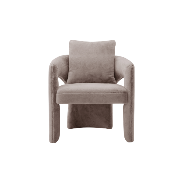 Picture of Chair with armrest, alina, main body, and one cushion, covered with beige fabric, 71x68x73cm