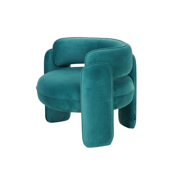 Picture of Chair with armrest, euphoria, velvet turquoise, 86x76x67cm