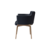 Picture of Chair with armrest, taia, leather black, legs steel brushed brass, 57x58x76.5 cm