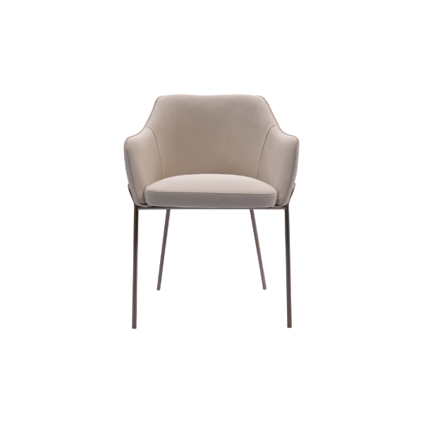 Picture of Chair with armrest, tom, leather pu cream, legs in brushed brass, 61x63x79cm
