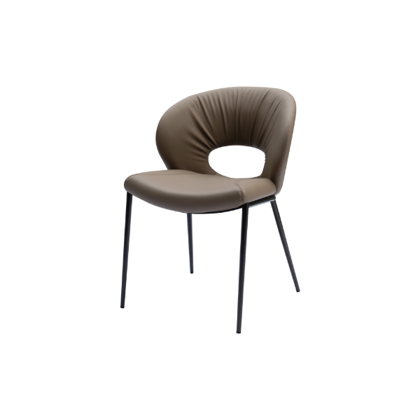 Picture of Chair, cassia, leather pu, beige black frame, 55.5x61.5x81cm