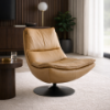 Picture of Swivel chair, ella, full cow leather, westbury brown, 86x89x95cm