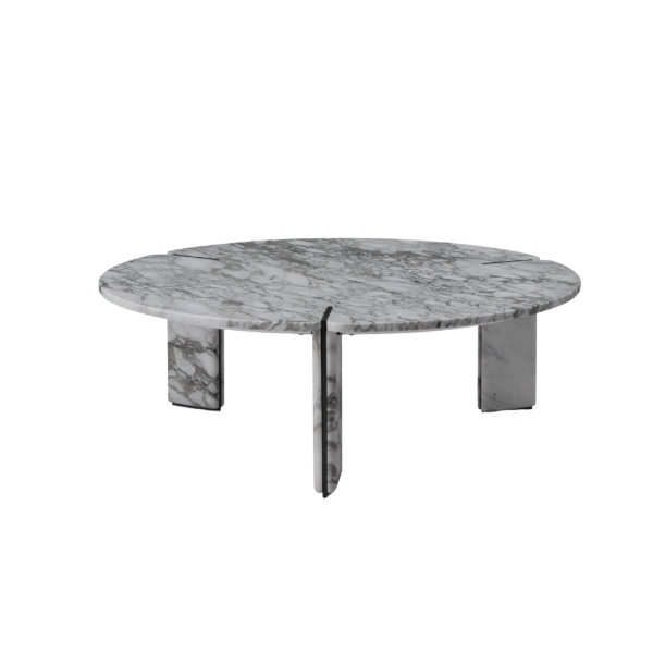 Picture of Big coffee table, corolla, white marble base white marble dia.100x35cm