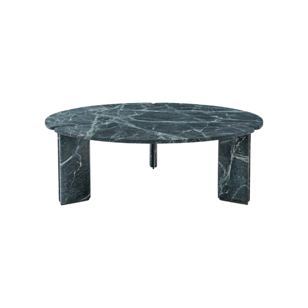 Picture of Big coffee table, corolla, top green marble legs grey marble dia.100x35cm