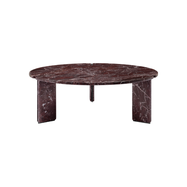 Picture of Big coffee table, corolla, top red marble legs grey marble dia.100x35cm