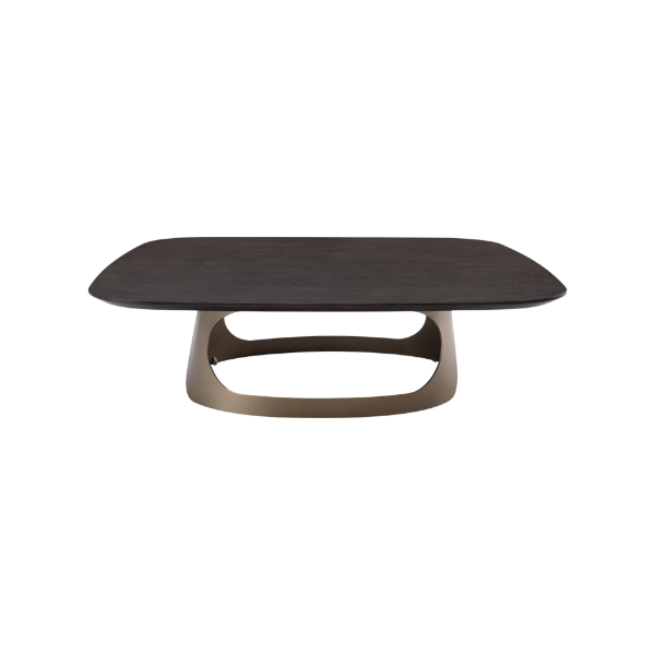 Picture of Coffee table, floria, top elm veneer, in dark metal base, with brass metallic, 120x120x35cm